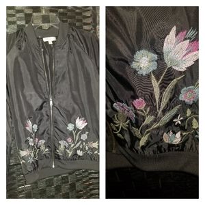 Nwot ladies blk embroidered bomber jacket